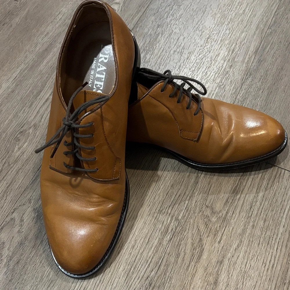Men's Pratesi Brown Italian Leather Lace Up Derby Dress Shoes